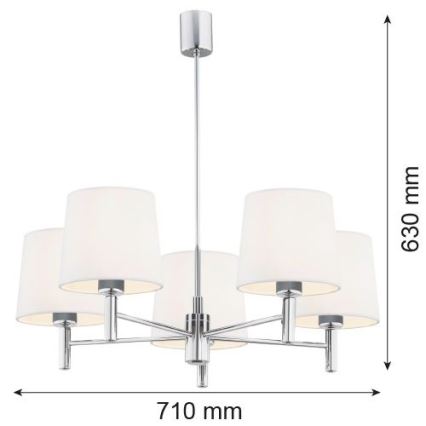 Brilagi - Lustru pe tijă MONTE 5xE27/15W/230V crem/crom lucios