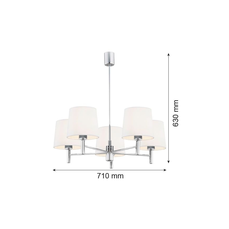 Brilagi - Lustru pe tijă MONTE 5xE27/15W/230V crem/crom lucios