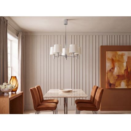 Brilagi - Lustru pe tijă MONTE 5xE27/60W/230V crem/crom lucios