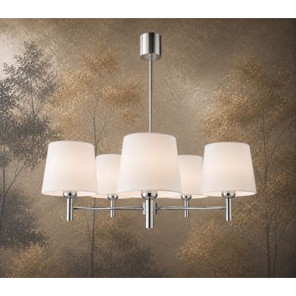 Brilagi - Lustru pe tijă MONTE 5xE27/60W/230V crem/crom lucios