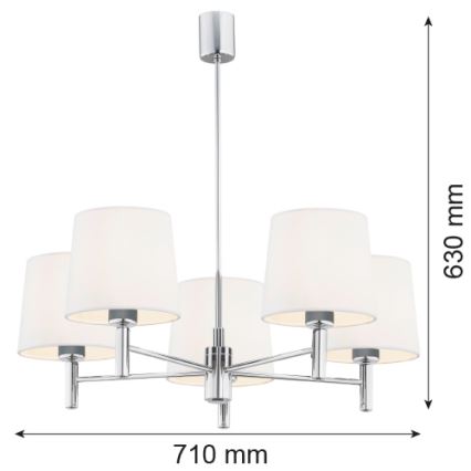 Brilagi - Lustru pe tijă MONTE 5xE27/60W/230V crem/crom lucios