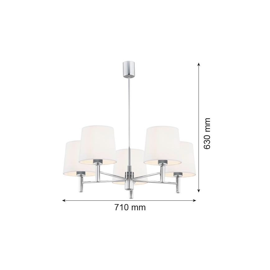 Brilagi - Lustru pe tijă MONTE 5xE27/60W/230V crem/crom lucios