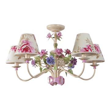 BRILAGI - lustru pe tijă ROMANCE 5xE14/40W/230V multicolor/bej/patină
