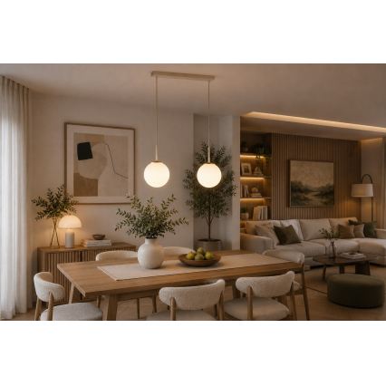 Brilagi - Lustru suspendat cu cablu MILO 2xE27/60W/230V bej/auriu