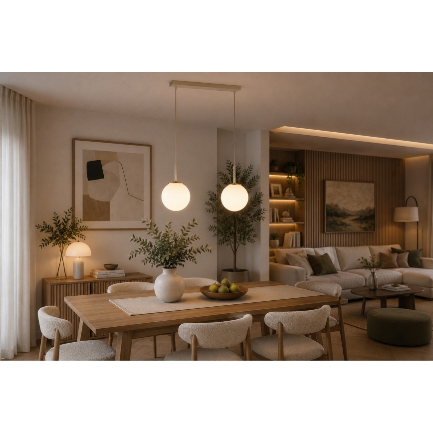 Brilagi - Lustru suspendat cu cablu MILO 2xE27/60W/230V bej/auriu