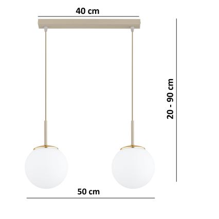 Brilagi - Lustru suspendat cu cablu MILO 2xE27/60W/230V bej/auriu
