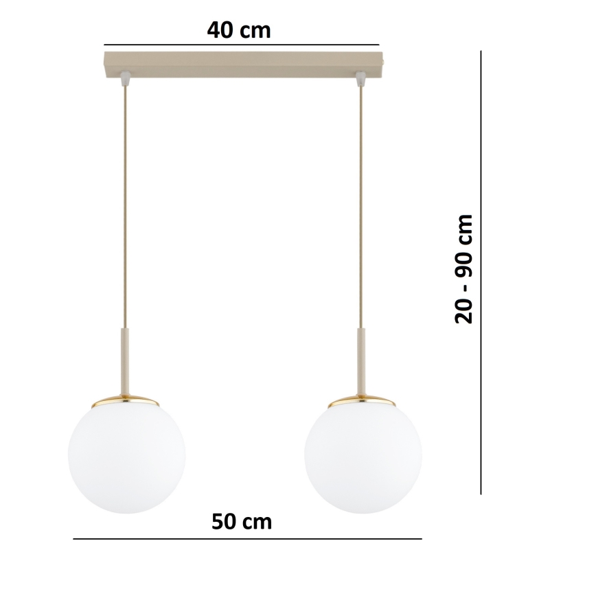 Brilagi - Lustru suspendat cu cablu MILO 2xE27/60W/230V bej/auriu