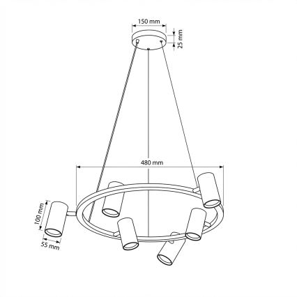 Brilagi - Lustru suspendat cu cablu SELE 6xGU10/30W/230V negru