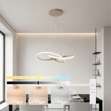 Brilagi - Lustru suspendat LED reglabil pe cablu INFINITY LED/55W/230V 3000-6000K 50x50 cm bej + telecomandă