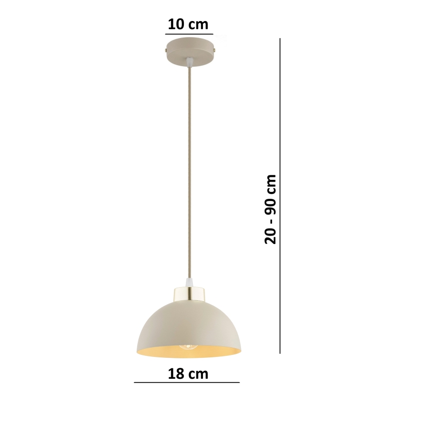 Brilagi - Lustru suspendat pe cablu 1xE27/60W/230V Ø 18 cm, bej/auriu