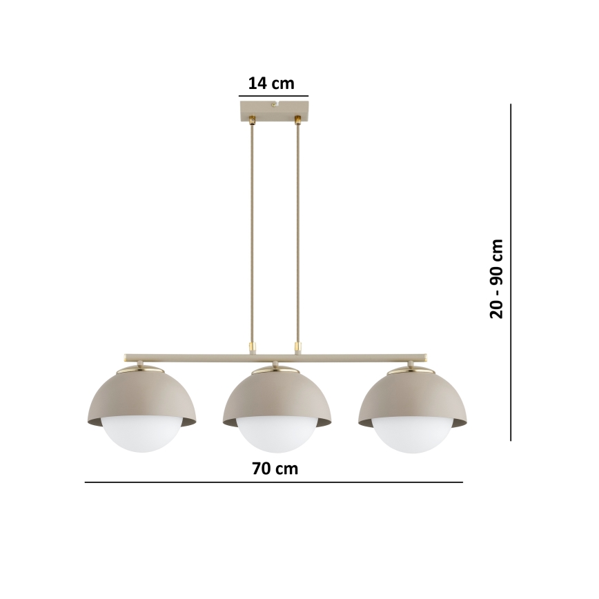 Brilagi - Lustru suspendat pe cablu 3xE27/60W/230V bej/auriu