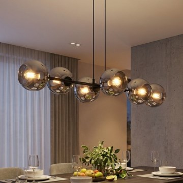 Brilagi - Lustru suspendat pe cablu DIOR 6xE27/60W/230V negru/gri fumuriu