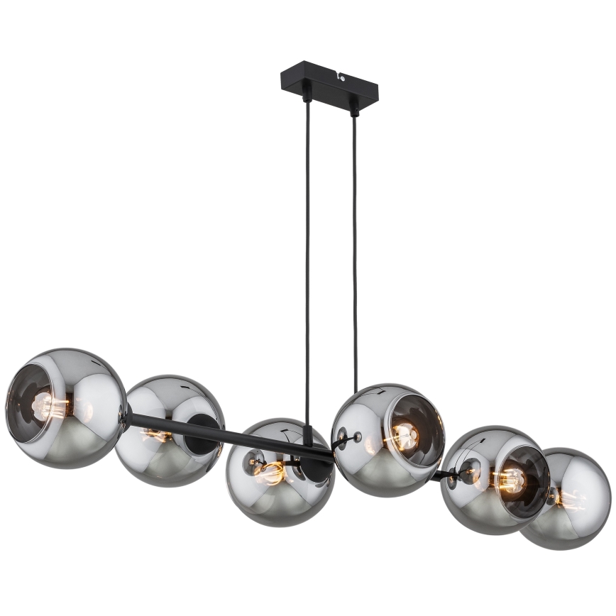 Brilagi - Lustru suspendat pe cablu DIOR 6xE27/60W/230V negru/gri fumuriu