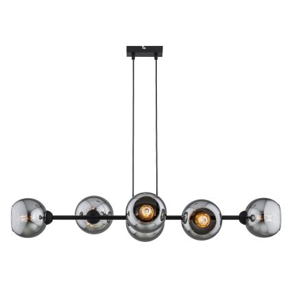 Brilagi - Lustru suspendat pe cablu DIOR 6xE27/60W/230V negru/gri fumuriu
