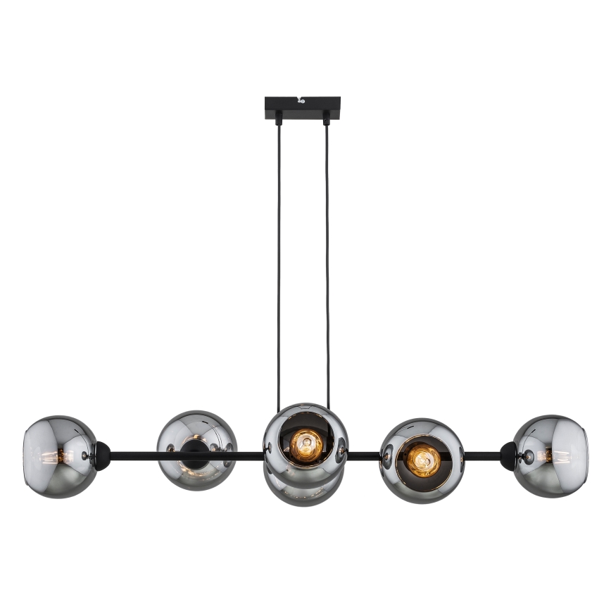 Brilagi - Lustru suspendat pe cablu DIOR 6xE27/60W/230V negru/gri fumuriu
