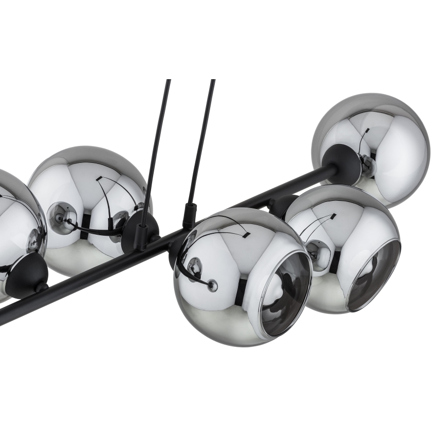 Brilagi - Lustru suspendat pe cablu DIOR 6xE27/60W/230V negru/gri fumuriu