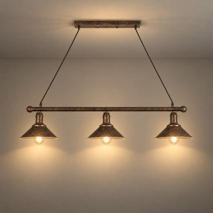 BRILAGI - Lustru suspendat pe cablu FORGE 3xE27/60W/230V cupru/patină