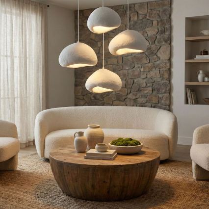 Brilagi - Lustru suspendat pe cablu LOVAL 4xE27/40W/230V Ø 95 cm alb