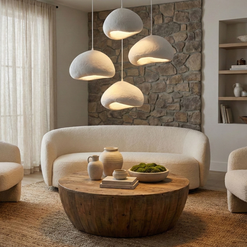 Brilagi - Lustru suspendat pe cablu LOVAL 4xE27/40W/230V Ø 95 cm alb