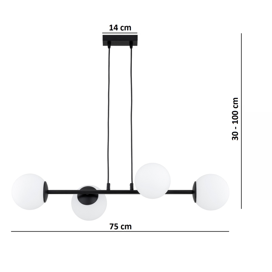 Brilagi - Lustru suspendat pe cablu MILO 4xE27/60W/230V negru
