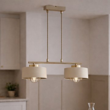 Brilagi - Lustru suspendat pe cablu SPRING 2xE27/60W/230V bej/auriu