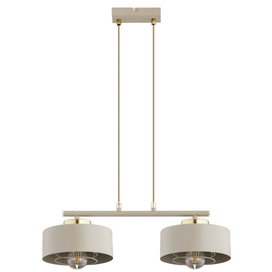 Brilagi - Lustru suspendat pe cablu SPRING 2xE27/60W/230V bej/auriu