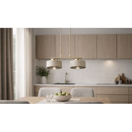 Brilagi - Lustru suspendat pe cablu SPRING 2xE27/60W/230V bej/auriu