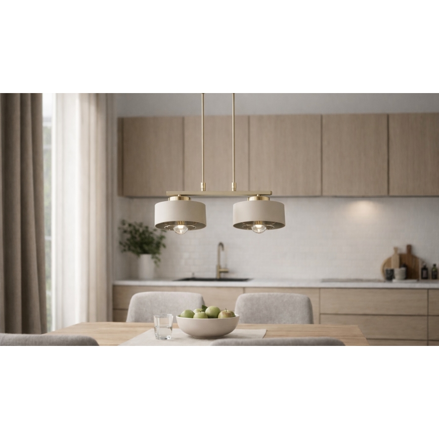 Brilagi - Lustru suspendat pe cablu SPRING 2xE27/60W/230V bej/auriu