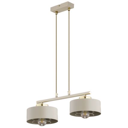 Brilagi - Lustru suspendat pe cablu SPRING 2xE27/60W/230V bej/auriu