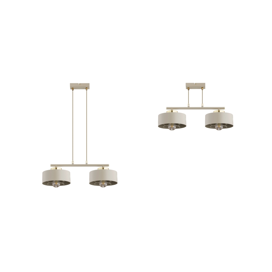 Brilagi - Lustru suspendat pe cablu SPRING 2xE27/60W/230V bej/auriu