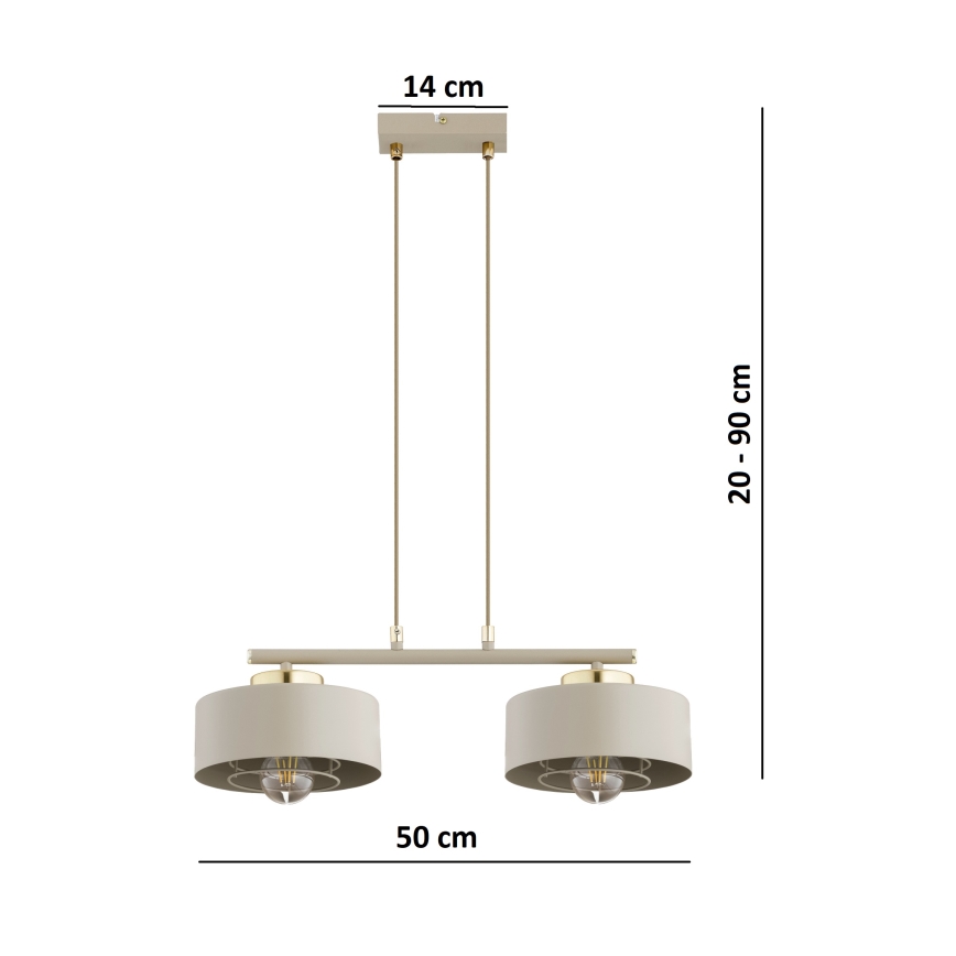 Brilagi - Lustru suspendat pe cablu SPRING 2xE27/60W/230V bej/auriu