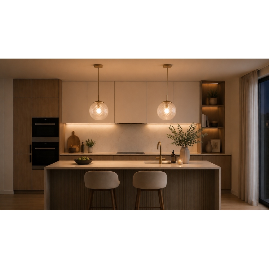 Brilagi - Lustru suspendat pe cablu STELLA 1xE27/60W/230V Ø 18 cm bej/auriu