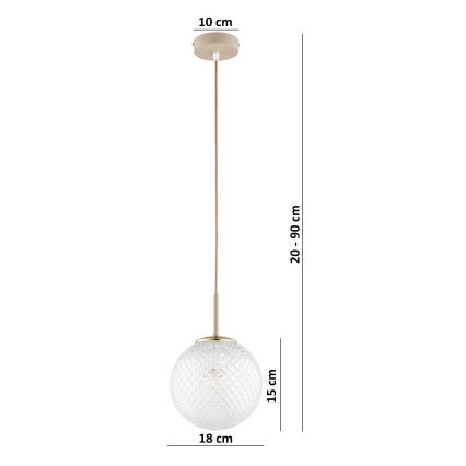 Brilagi - Lustru suspendat pe cablu STELLA 1xE27/60W/230V Ø 18 cm bej/auriu