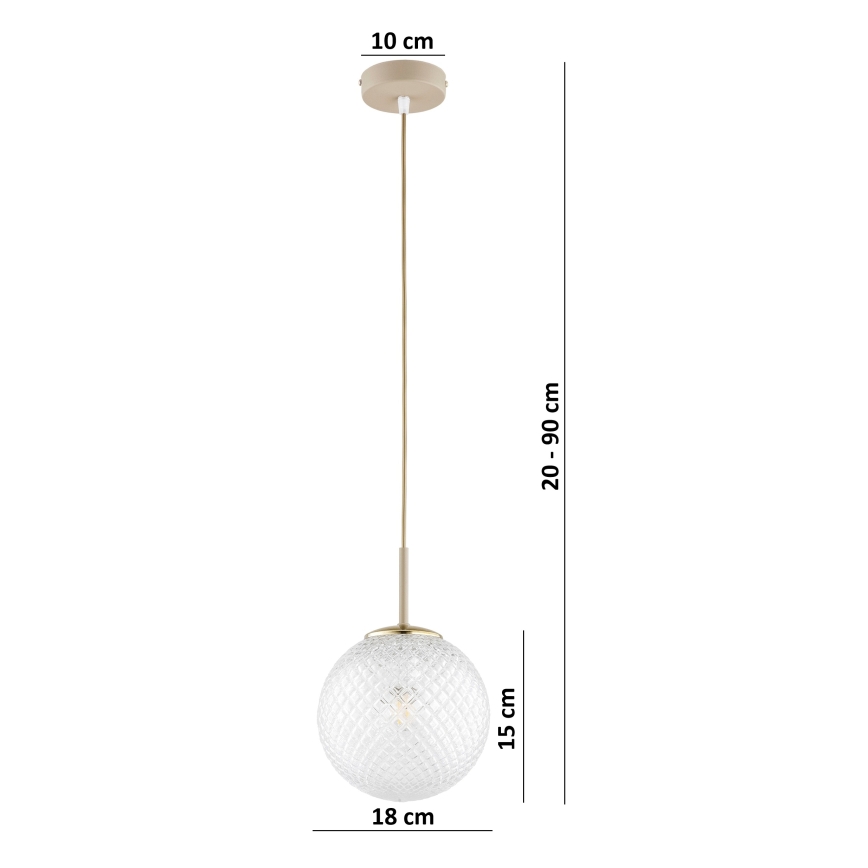 Brilagi - Lustru suspendat pe cablu STELLA 1xE27/60W/230V Ø 18 cm bej/auriu
