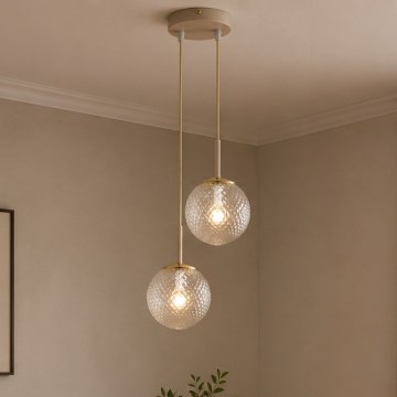 Brilagi - Lustru suspendat pe cablu STELLA 2xE27/60W/230V bej/auriu