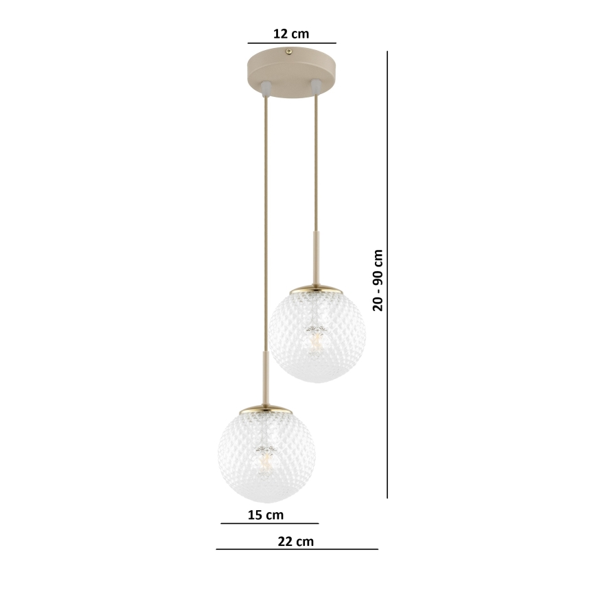Brilagi - Lustru suspendat pe cablu STELLA 2xE27/60W/230V bej/auriu