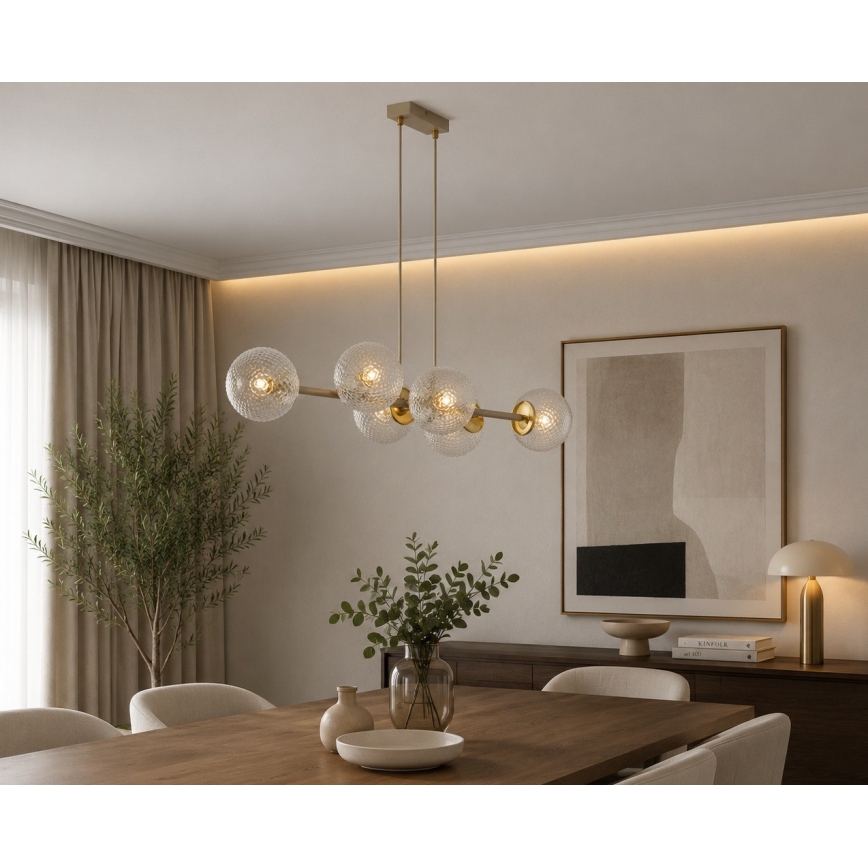 Brilagi - Lustru suspendat pe cablu STELLA 6xE27/60W/230V bej/auriu