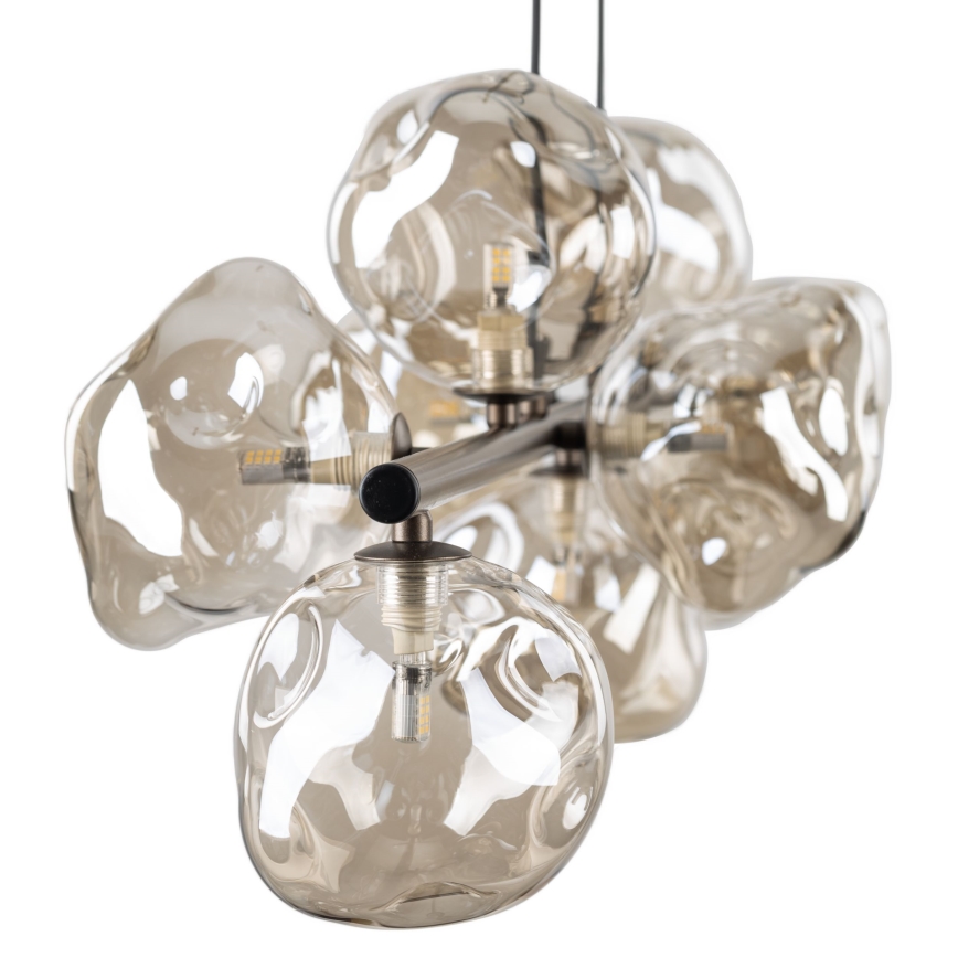 Brilagi - Lustru suspendat pe cablu VULCANO 9xG9/8W/230V bronz/bej fumuriu