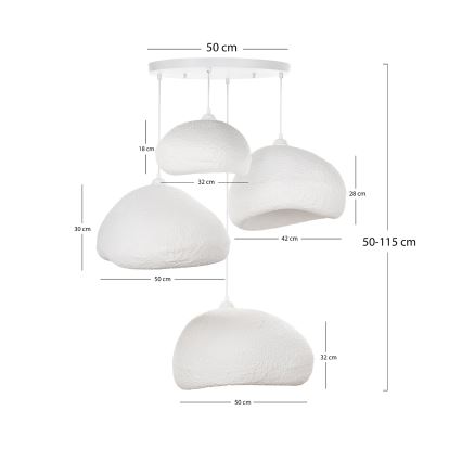 Brilagi - Lustru suspendat pe cablu WABI SABI 4xE27/40W/230V Ø 95 cm alb