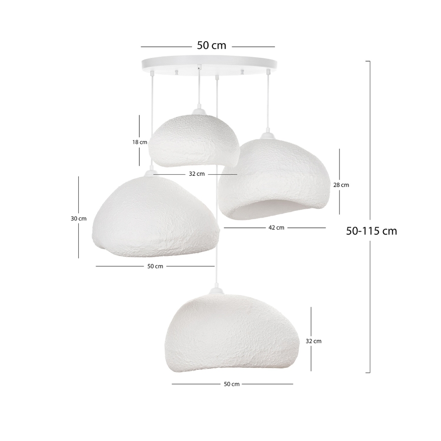 Brilagi - Lustru suspendat pe cablu WABI SABI 4xE27/40W/230V Ø 95 cm alb