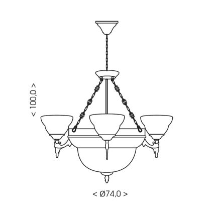 Brilagi - Lustru suspendat pe lanț DAHLIA 6xE27/40W/230V diam. 74 cm alamă