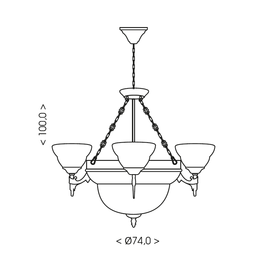 Brilagi - Lustru suspendat pe lanț DAHLIA 6xE27/40W/230V diam. 74 cm alamă