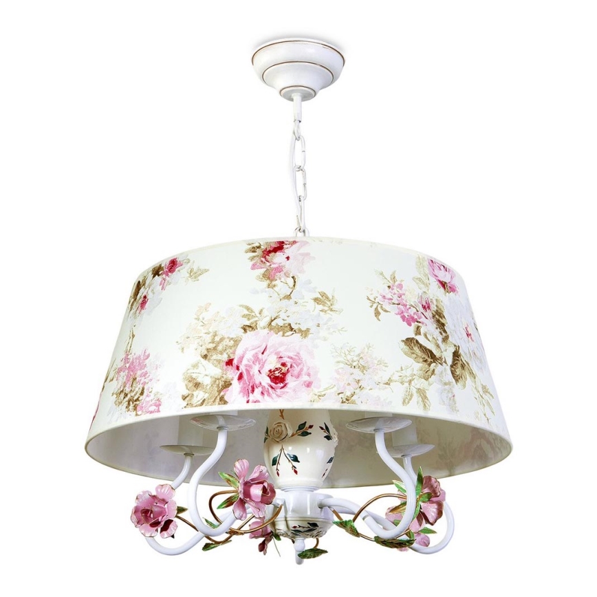 BRILAGI - Lustru suspendat pe lanț FLORENCE 5xE14/40W/230V alb/roz