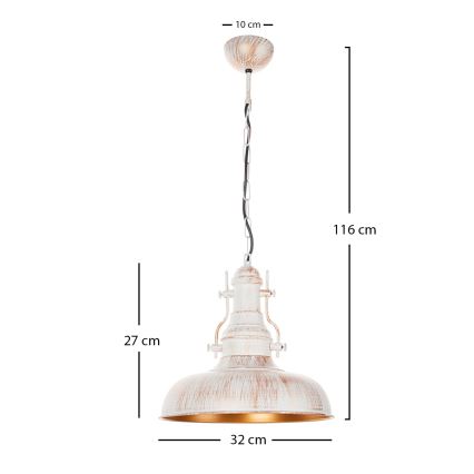 Brilagi - Lustru suspendat pe lanț PYRONIC 1xE27/40W/230V Ø32 cm crem/patină