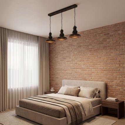 Brilagi - Lustru suspendat pe lanț PYRONIC, 3xE27/40W/230V, bronz/patină