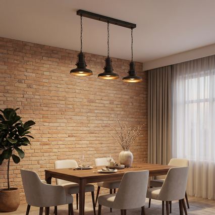 Brilagi - Lustru suspendat pe lanț PYRONIC, 3xE27/40W/230V, bronz/patină