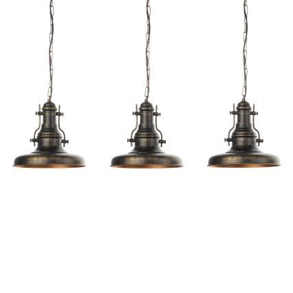 Brilagi - Lustru suspendat pe lanț PYRONIC, 3xE27/40W/230V, bronz/patină