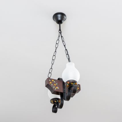 Brilagi - Lustru suspendat pe lanț QUEEN 2xE14/40W/230V fag/wenge