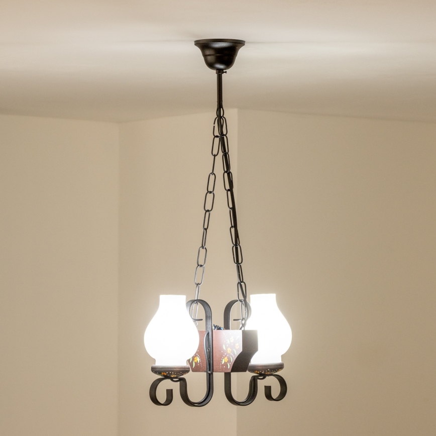 Brilagi - Lustru suspendat pe lanț QUEEN 2xE14/40W/230V fag/wenge