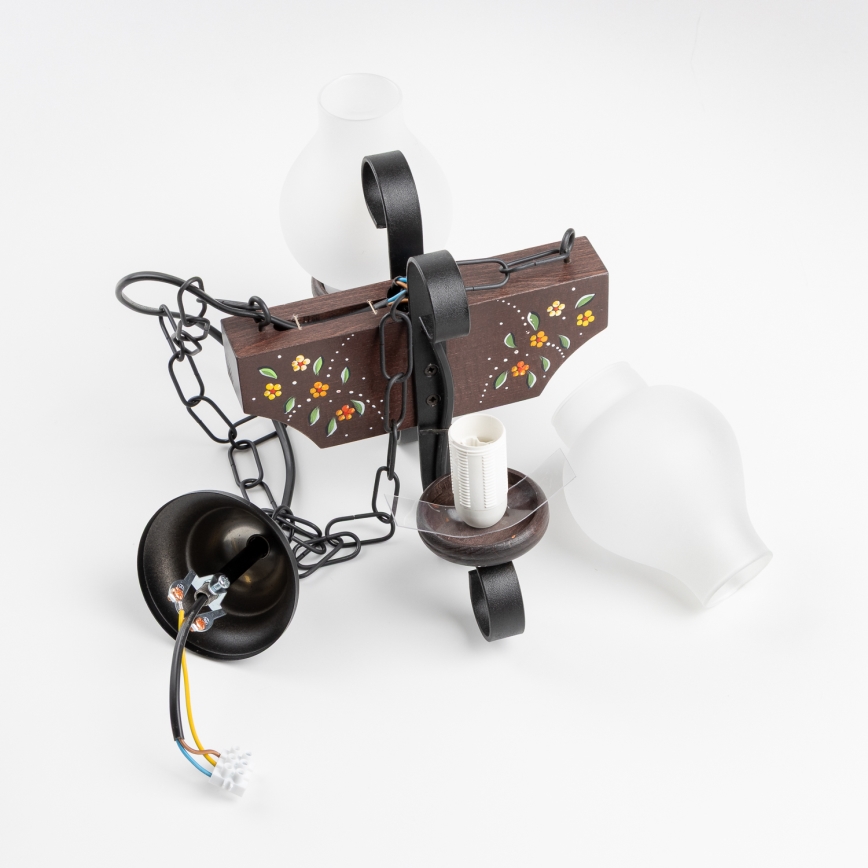 Brilagi - Lustru suspendat pe lanț QUEEN 2xE14/40W/230V fag/wenge